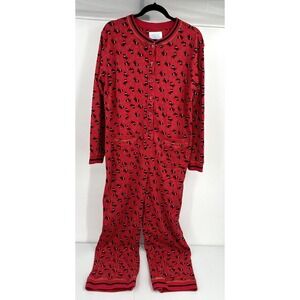 ASHLEY‎ TAYLOR SLEEPWEAR ONE PIECE SCOTTY DOG PAJAMAS Women's Size Medium Red